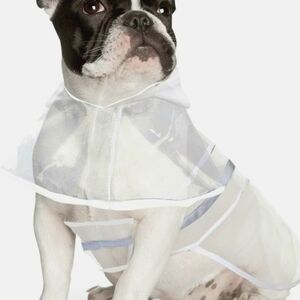 Clear Dog Raincoat Sz Small and Red Plaid Collar